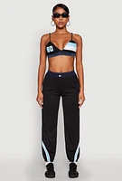 Womens Contrast Trim High Waisted Joggers,