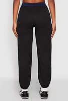 Womens Contrast Trim High Waisted Joggers,