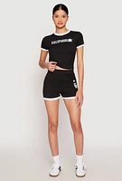 Womens California Short Sleeve Crop Top, L