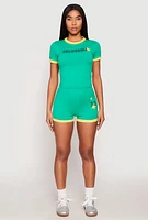 Womens California Short Sleeve Crop Top,