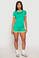 Womens California Short Sleeve Crop Top,