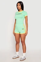 Womens California Short Sleeve Crop Top,