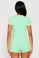 Womens California Short Sleeve Crop Top,