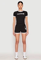 Womens Contrast Trim 23 Graphic Shorts,