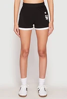 Womens Contrast Trim 23 Graphic Shorts,