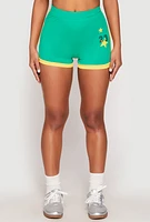 Womens Contrast Trim 23 Graphic Shorts, Green, Size XL