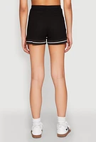 Womens Textured Knit Varsity Stripe Shorts, Black, Size L