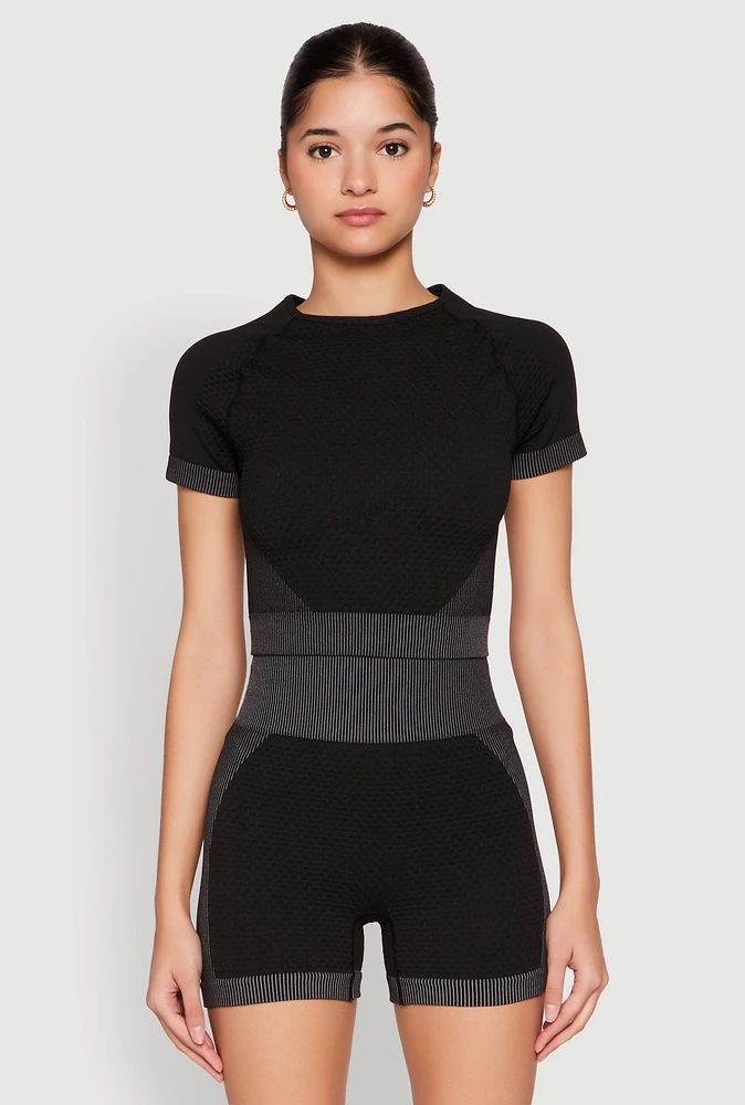 Womens Striped Detail Seamless Crop Top,