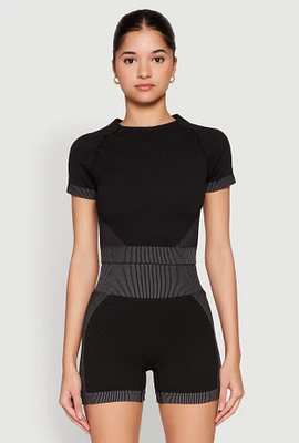 Womens Striped Detail Seamless Crop Top,