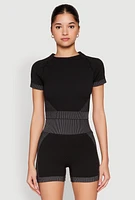 Womens Striped Detail Seamless Crop Top,