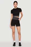 Womens Striped Detail Seamless Crop Top,