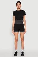 Womens Striped Detail Seamless Crop Top,