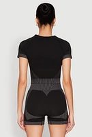 Womens Striped Detail Seamless Crop Top,