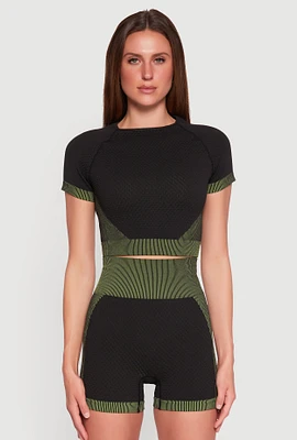Womens Striped Detail Seamless Crop Top, Multi, Size XL