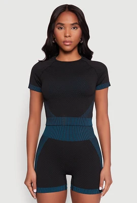 Womens Striped Detail Seamless Crop Top, Black, Size L