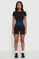 Womens Striped Detail Seamless Crop Top, Black, Size L