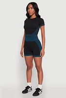 Womens Striped Detail Seamless Crop Top, Black, Size L