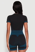 Womens Striped Detail Seamless Crop Top, Black, Size L