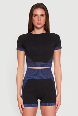 Womens Striped Detail Seamless Crop Top, Multi, Size XL