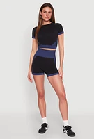 Womens Striped Detail Seamless Crop Top, Multi, Size XL