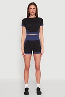 Womens Striped Detail Seamless Crop Top, Multi, Size XL