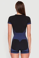 Womens Striped Detail Seamless Crop Top, Multi, Size XL