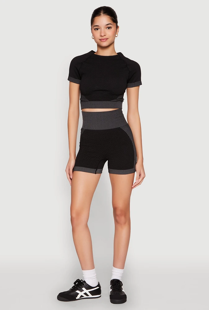 Womens Striped Detail Seamless Biker Shorts,