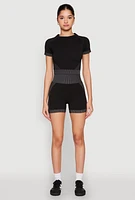 Womens Striped Detail Seamless Biker Shorts,