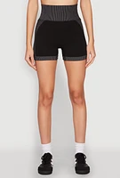 Womens Striped Detail Seamless Biker Shorts,
