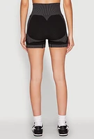 Womens Striped Detail Seamless Biker Shorts,