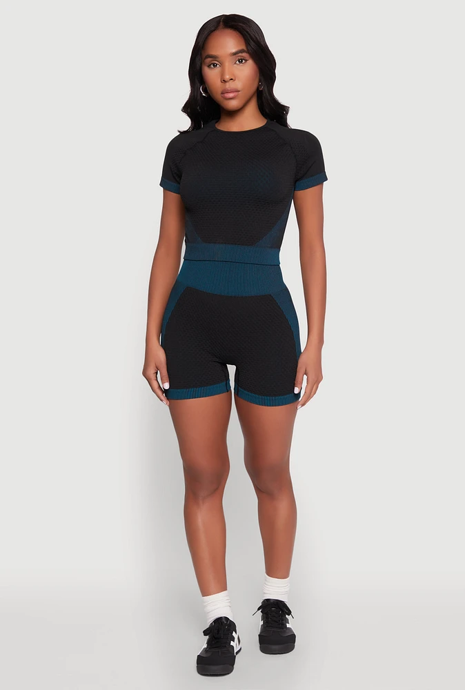 Womens Striped Detail Seamless Biker Shorts,