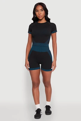 Womens Striped Detail Seamless Biker Shorts,