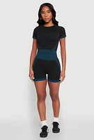Womens Striped Detail Seamless Biker Shorts,