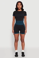 Womens Striped Detail Seamless Biker Shorts,