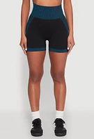 Womens Striped Detail Seamless Biker Shorts,