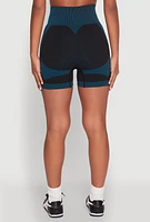 Womens Striped Detail Seamless Biker Shorts,