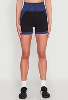 Womens Striped Detail Seamless Biker Shorts, Multi,