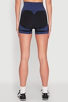 Womens Striped Detail Seamless Biker Shorts, Multi,