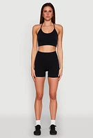 Womens Seamless Ribbed Knit Sports Bra,