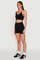 Womens Seamless Ribbed Knit Sports Bra,