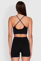 Womens Seamless Ribbed Knit Sports Bra,