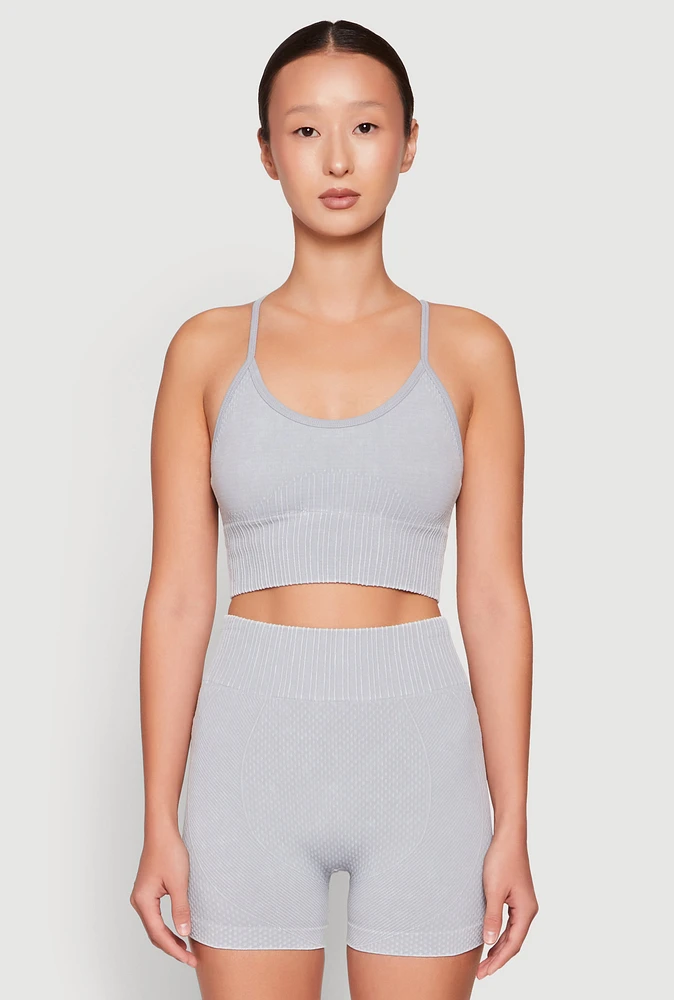 Womens Seamless Ribbed Knit Sports Bra,