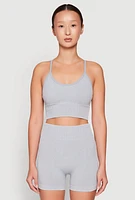 Womens Seamless Ribbed Knit Sports Bra,