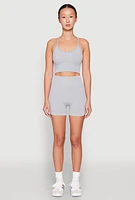 Womens Seamless Ribbed Knit Sports Bra,