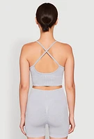 Womens Seamless Ribbed Knit Sports Bra,