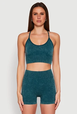 Womens Seamless Ribbed Knit Sports Bra,