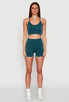 Womens Seamless Ribbed Knit Sports Bra,