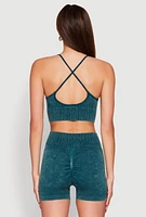 Womens Seamless Ribbed Knit Sports Bra,