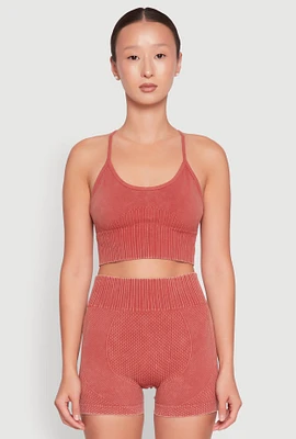 Womens Seamless Ribbed Knit Sports Bra,