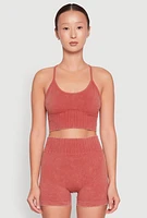 Womens Seamless Ribbed Knit Sports Bra,
